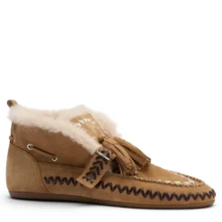 Beige suède faux fur bootschoenen