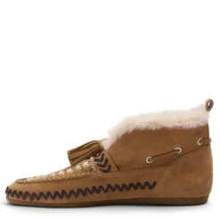Beige suède faux fur bootschoenen