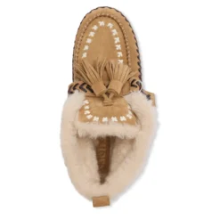 Beige suède faux fur bootschoenen