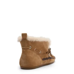 Beige suède faux fur bootschoenen