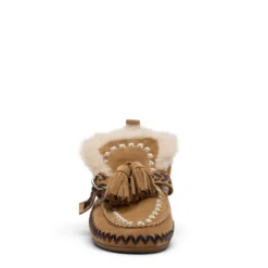 Beige suède faux fur bootschoenen