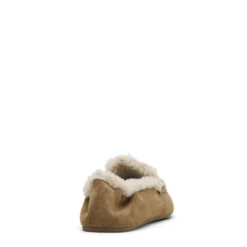 Beige suède faux fur loafers