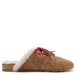 Beige suède faux fur sneaker muiltjes