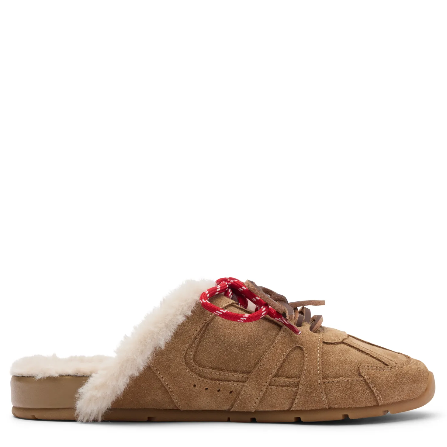 Beige suède faux fur sneaker muiltjes