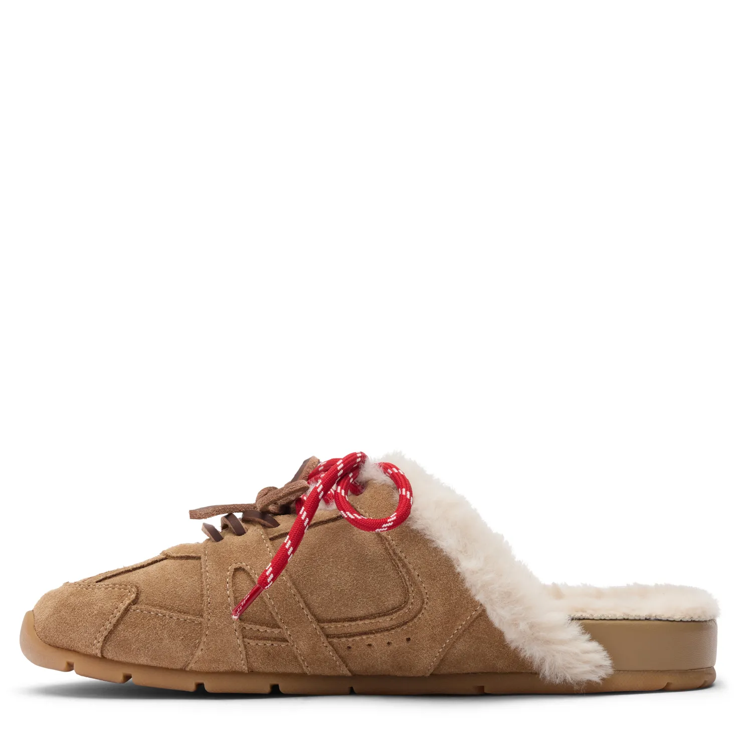 Beige suède faux fur sneaker muiltjes