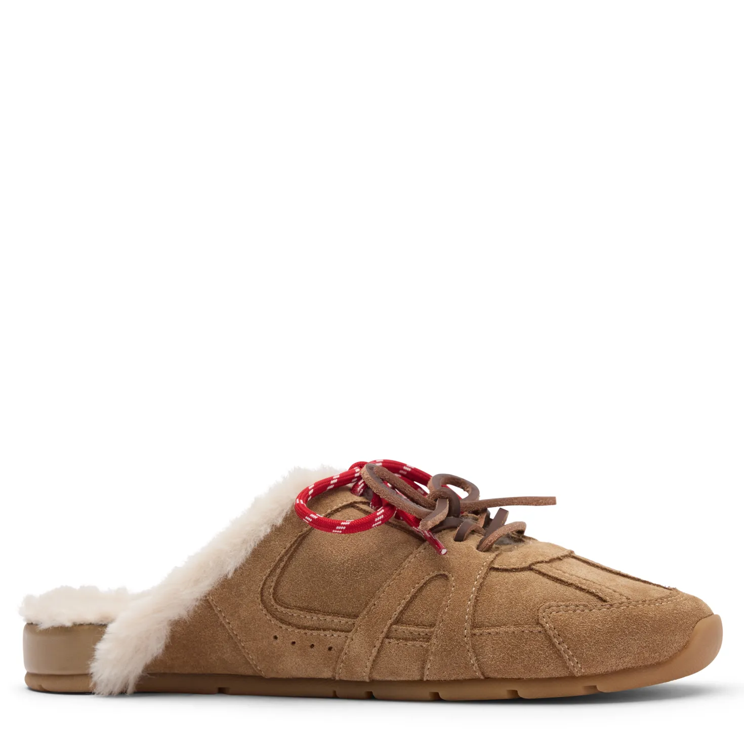 Beige suède faux fur sneaker muiltjes