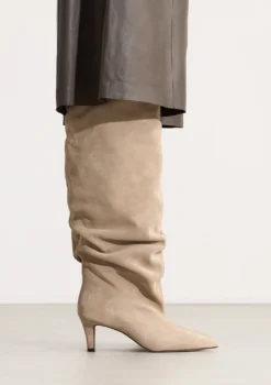 Beige suède hoge laarzen