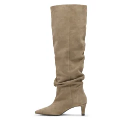 Beige suède hoge laarzen
