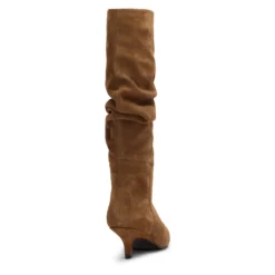 Beige suède hoge laarzen met hak