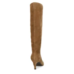 Beige suède hoge laarzen met hak