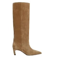 Beige suède hoge laarzen met hak