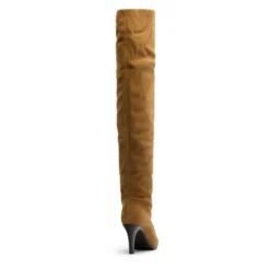 Beige suède hoge laarzen met hak
