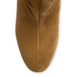 Beige suède hoge laarzen met hak