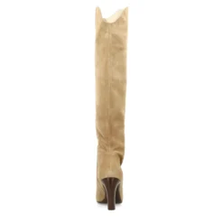 Beige suède hoge laarzen met hak