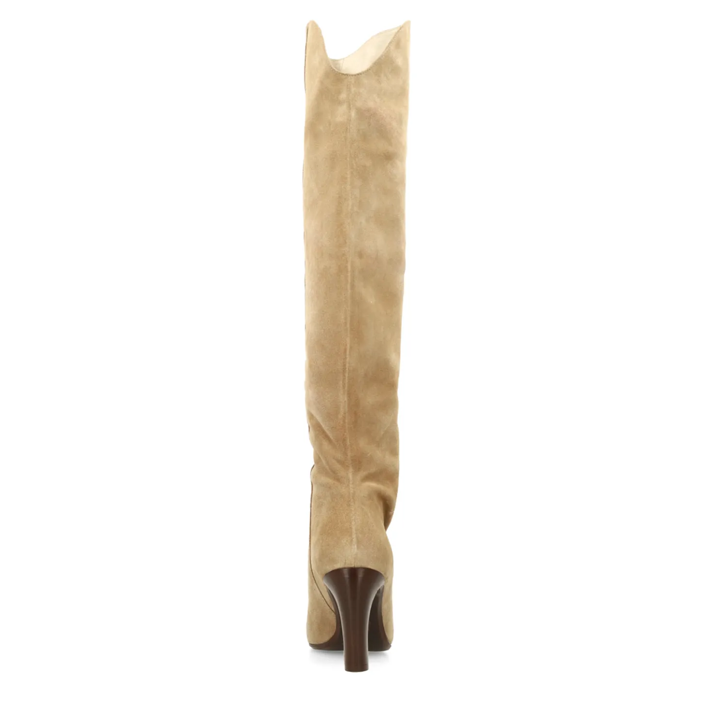 Beige suède hoge laarzen met hak