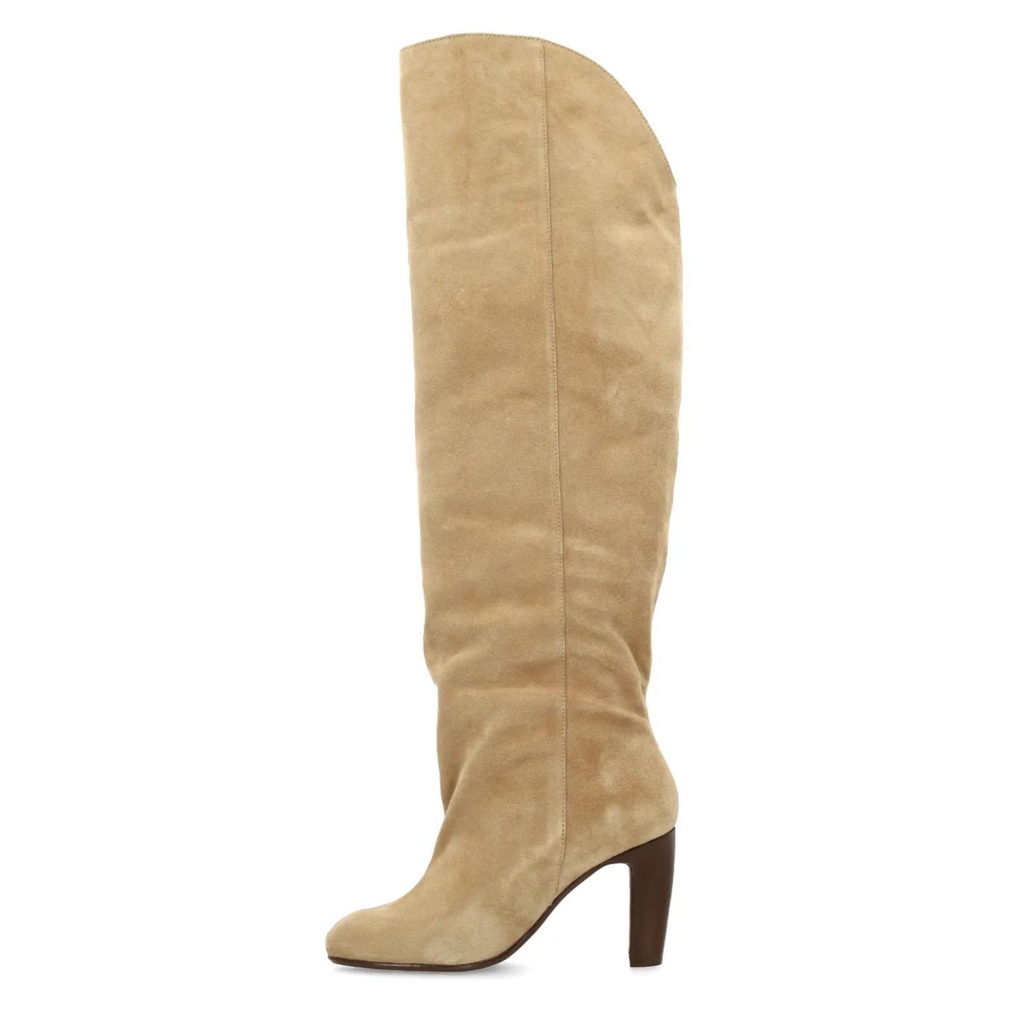 Beige suède hoge laarzen met hak