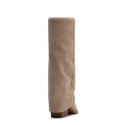 Beige suède laarzen met flap