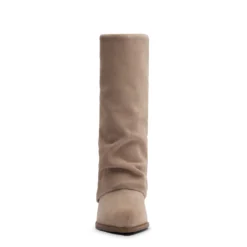 Beige suède laarzen met flap