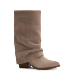 Beige suède laarzen met flap