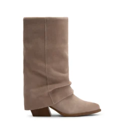 Beige suède laarzen met flap