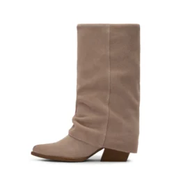 Beige suède laarzen met flap