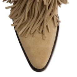 Beige suède laarzen met franjes