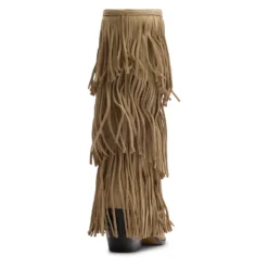 Beige suède laarzen met franjes
