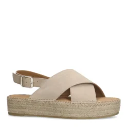 Beige suède plateau sandalen
