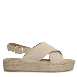 Beige suède plateau sandalen