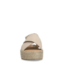 Beige suède plateau sandalen