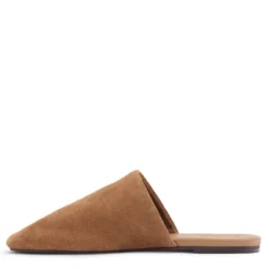 Beige suède platte muiltjes