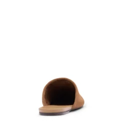 Beige suède platte muiltjes