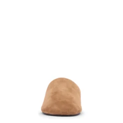 Beige suède platte muiltjes