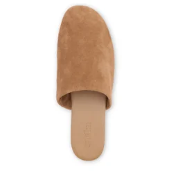 Beige suède platte muiltjes