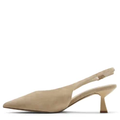 Beige suède slingback pumps