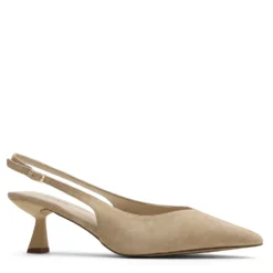 Beige suède slingback pumps
