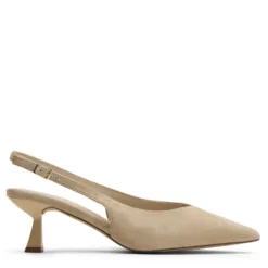Beige suède slingback pumps