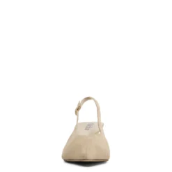 Beige suède slingback pumps