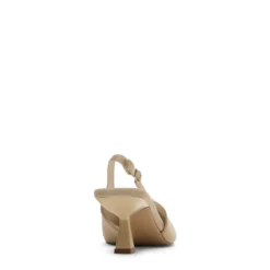 Beige suède slingback pumps