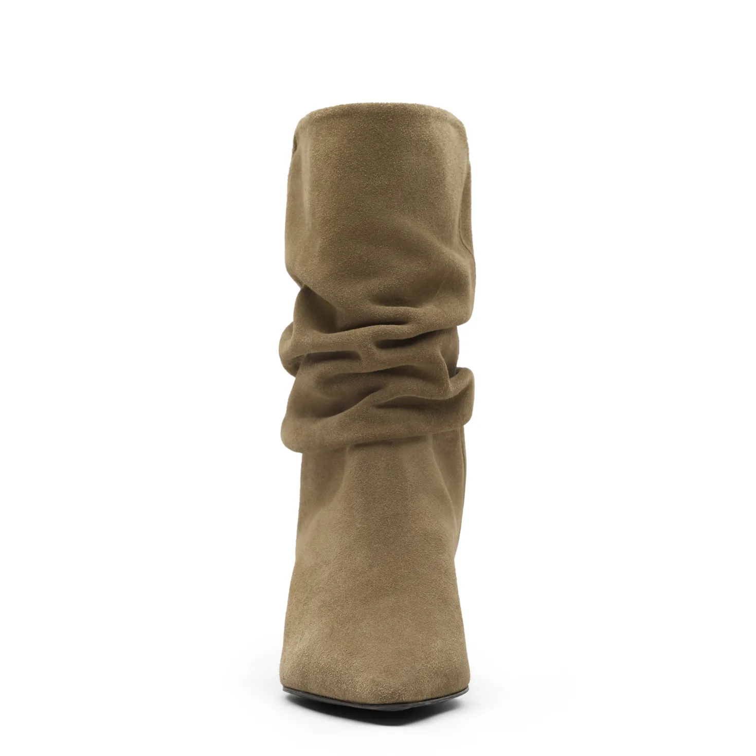 Beige suède slouchy enkellaarsjes met hak
