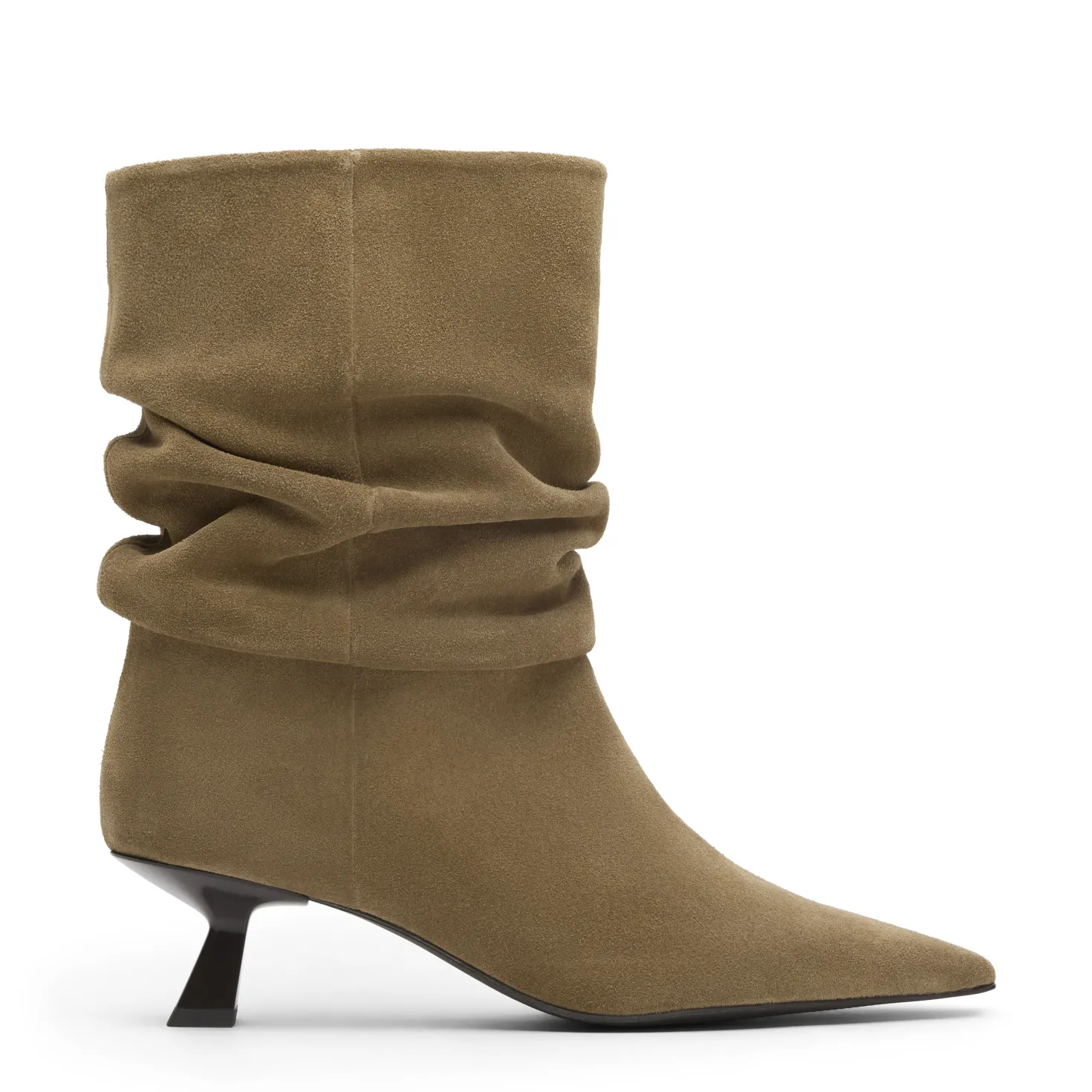 Beige suède slouchy enkellaarsjes met hak