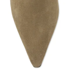 Beige suède slouchy enkellaarsjes met hak