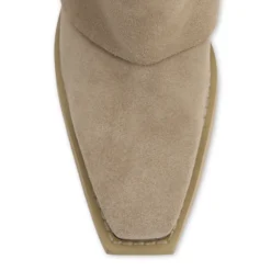Beige suède western enkellaarsjes met flap
