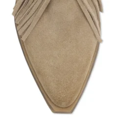 Beige suède western enkellaarsjes met franjes