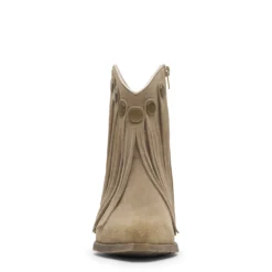 Beige suède western enkellaarsjes met franjes