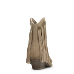 Beige suède western enkellaarsjes met franjes