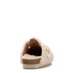 Beige teddy clogs met gesp