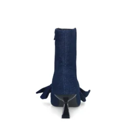 Blauwe denim enkellaarsjes met hak