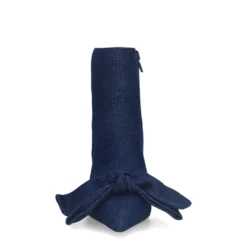 Blauwe denim enkellaarsjes met hak
