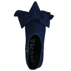 Blauwe denim enkellaarsjes met hak